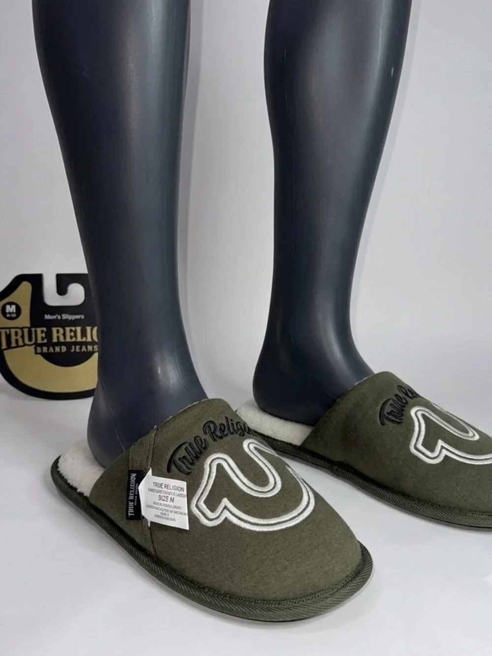 True religon Men's Designer Slippers House Shoes Slides Size 9-10 us